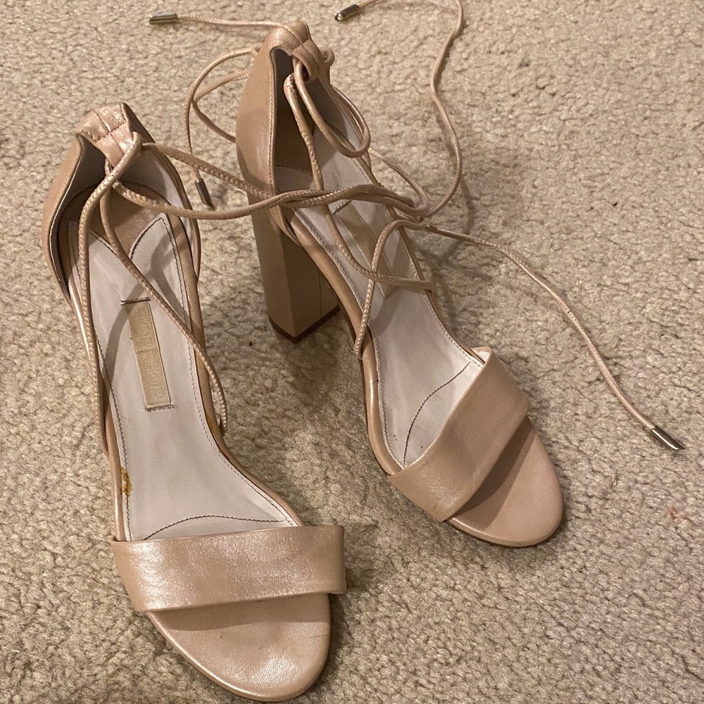 Topshop Beige Lace-Up Heels size 37